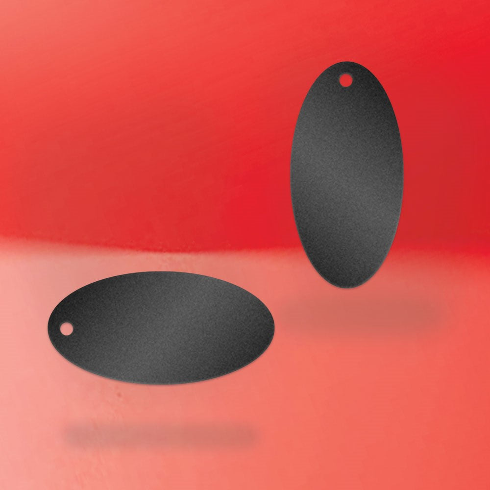 Shimmer Black Custom Hang Tag - Oval - 1" x 2" (100 pcs)