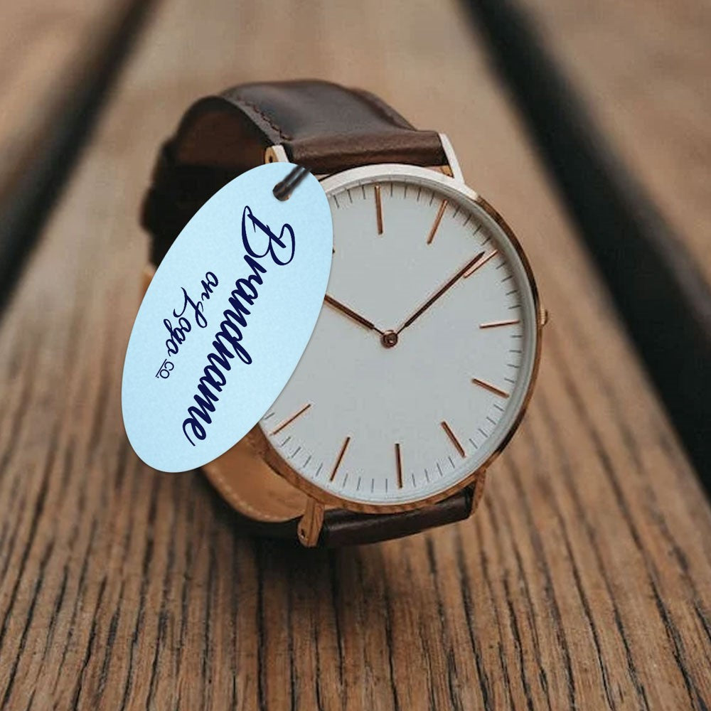 Shimmer Blue Custom Hang Tag - Oval - 1" x 2" (100 pcs)