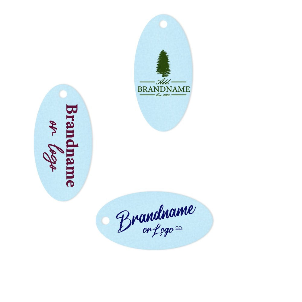 Shimmer Blue Custom Hang Tag - Oval - 1" x 2" (100 pcs)