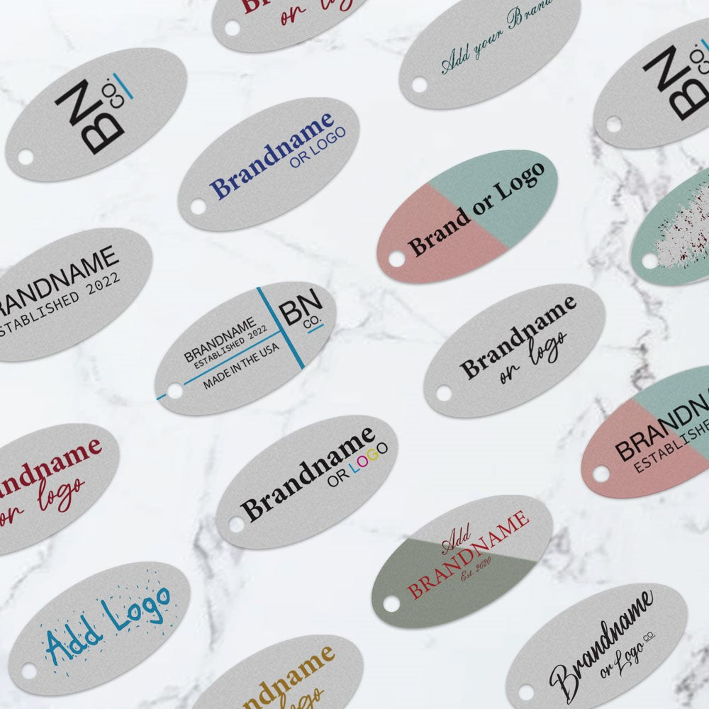 Smoke Grey Custom Hang Tag - Oval - 1" x 2" (90 pcs)