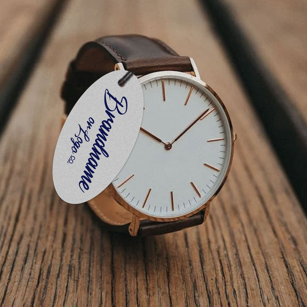 Smoke Grey Custom Hang Tag - Oval - 1" x 2" (90 pcs)