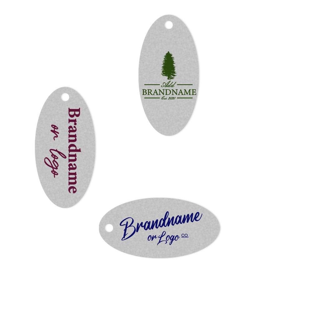Smoke Grey Custom Hang Tag - Oval - 1" x 2" (90 pcs)