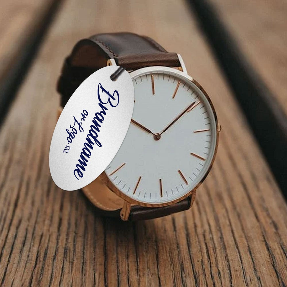 Shimmer Silver Custom Hang Tag - Oval - 1" x 2" (100 pcs)