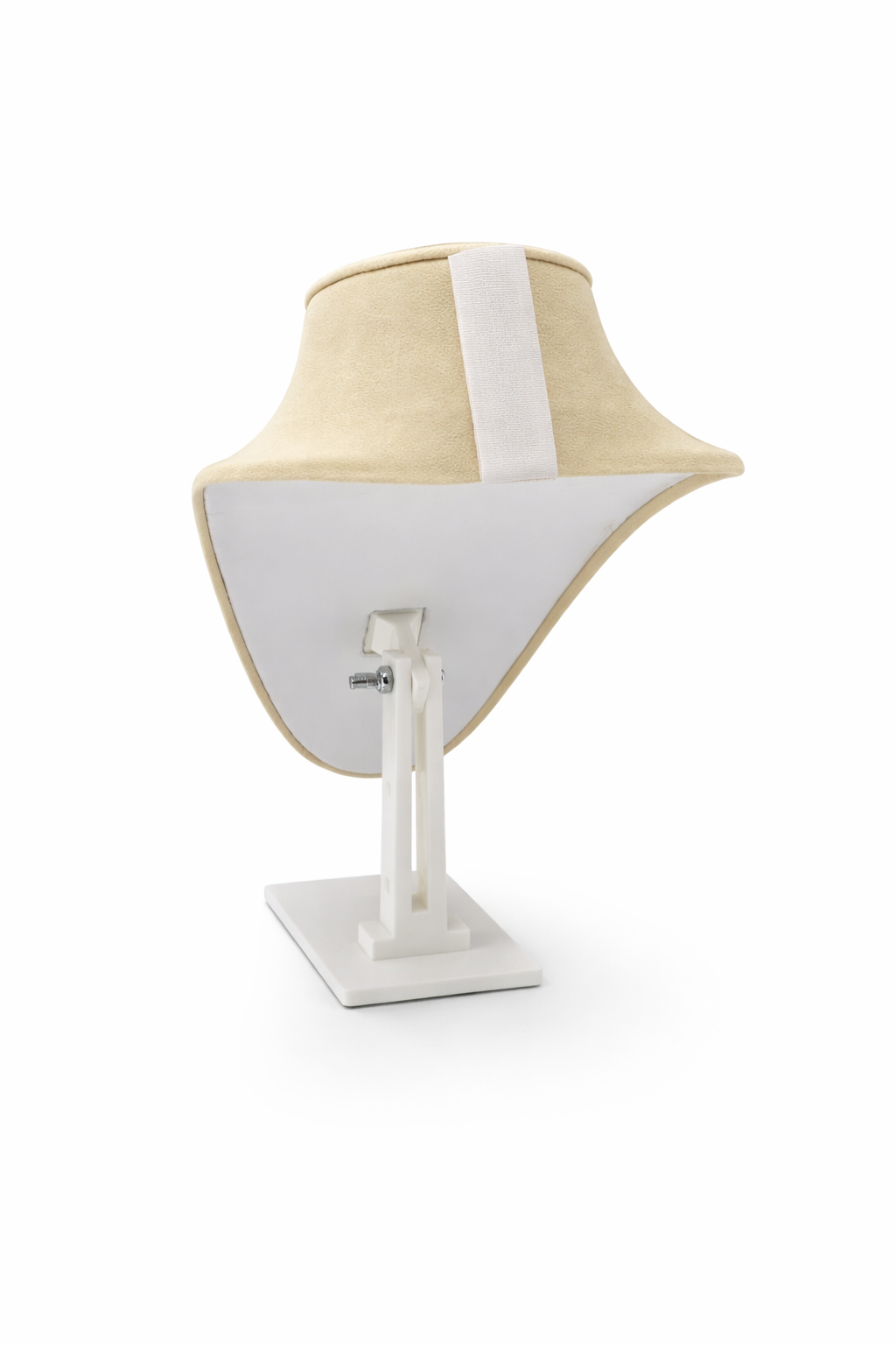 Adjustable Beige Faux Suede Necklace Bust - 9.5" Tall