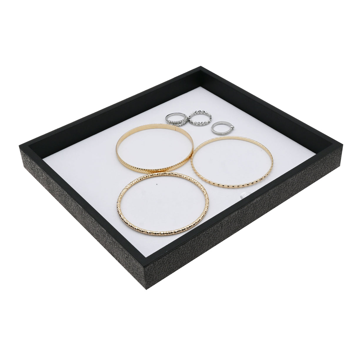 Black Plastic Stackable Half Size Jewelry Display Tray, 1" Tall