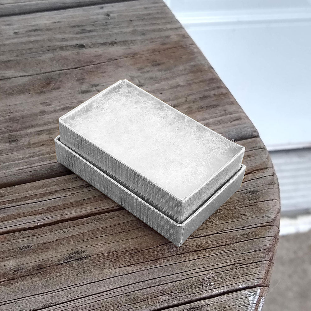 Silver Linen Pattern Paper Cotton Filled Jewelry Gift Boxes #21