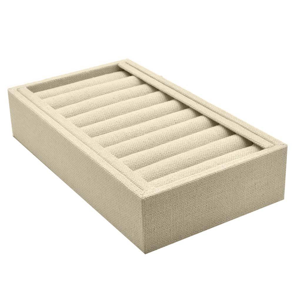 Tan Linen 9 Slot Jewelry Bangle Display Tray