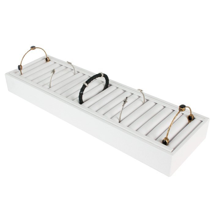 White Leatherette 21 Slot Jewelry Bangle Display Tray