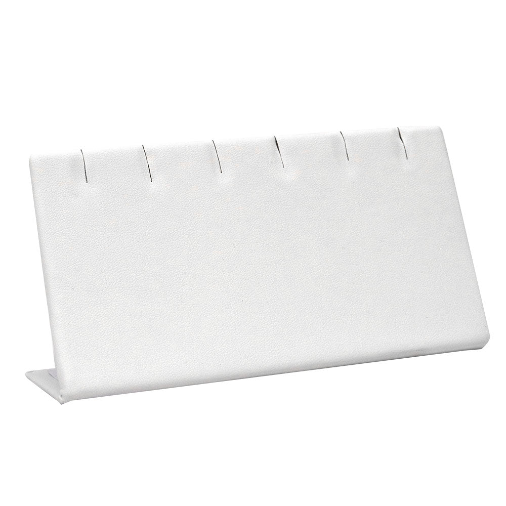 White Leatherette Jewelry Earring / Pendant Display Stand, Holds 3 Pairs