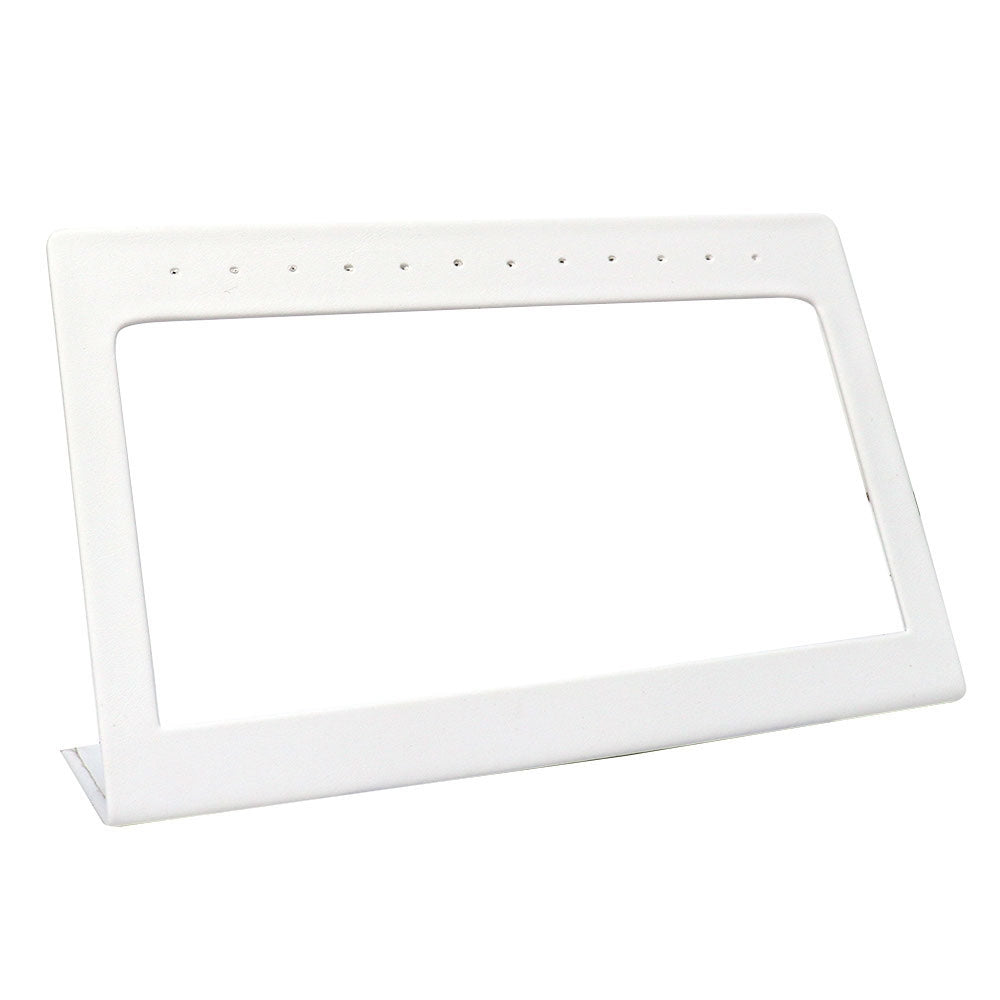 White Leatherette Jewelry Earring Display, Holds 6 Pairs