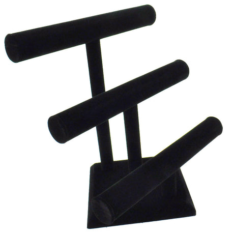 Black Velvet 3 Tier Jewelry Bracelet / Watch / Bangle T Bar Stand