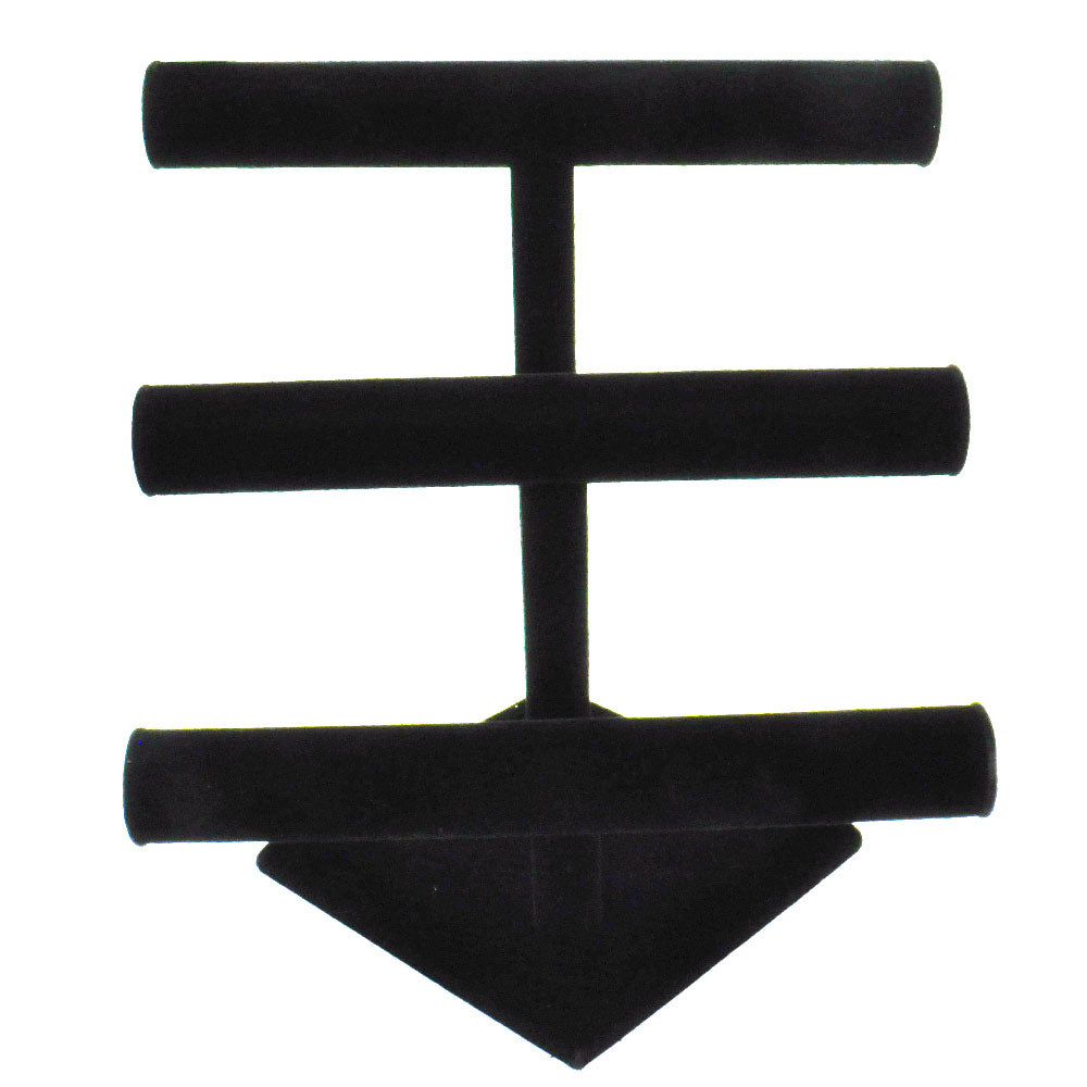 Black Velvet 3 Tier Jewelry Bracelet / Watch / Bangle T Bar Stand