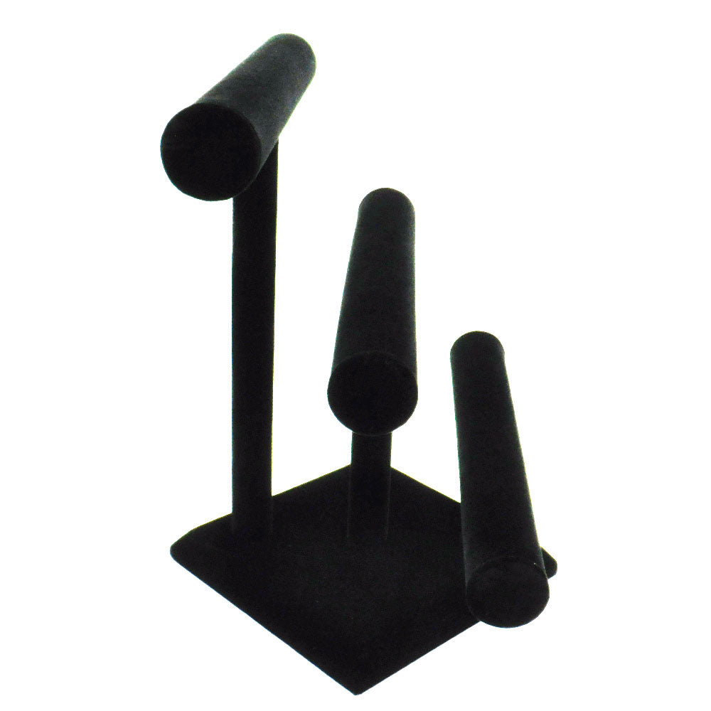 Black Velvet 3 Tier Jewelry Bracelet / Watch / Bangle T Bar Stand