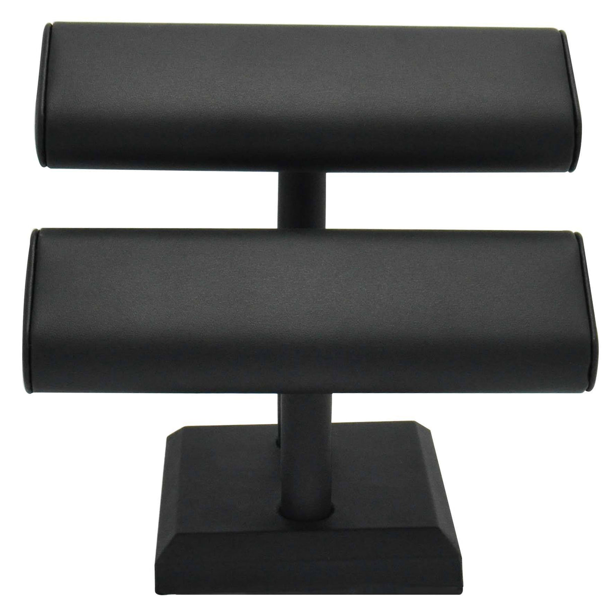 Black Leatherette Dual Oval Jewelry Bracelet / Watch T Bar