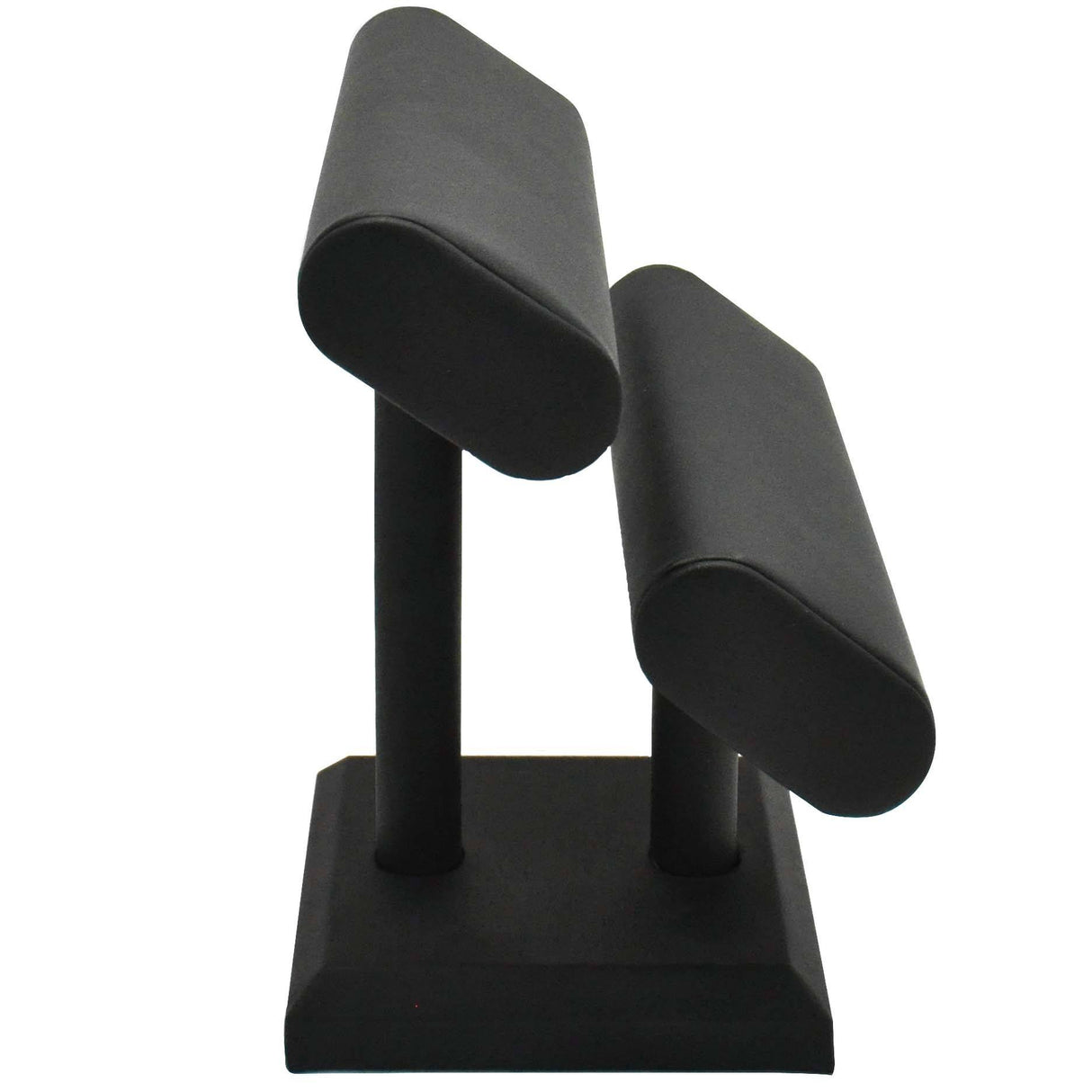 Black Leatherette Dual Oval Jewelry Bracelet / Watch T Bar