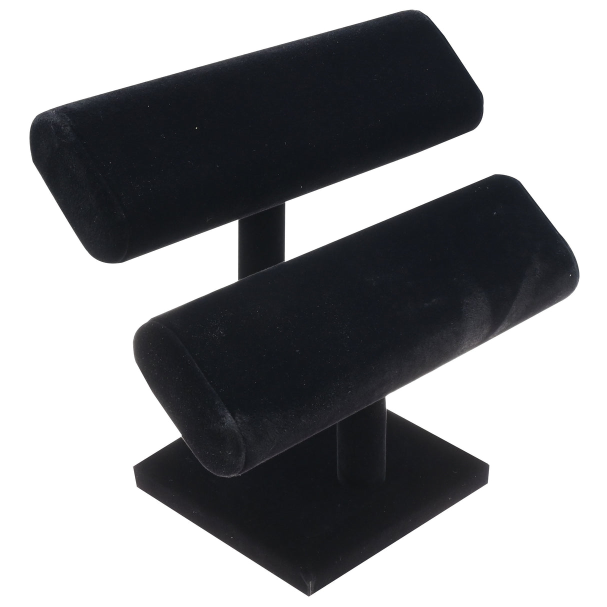 Black Velvet 2-Tier Oval T-Bar Stand for Bracelets & Watches