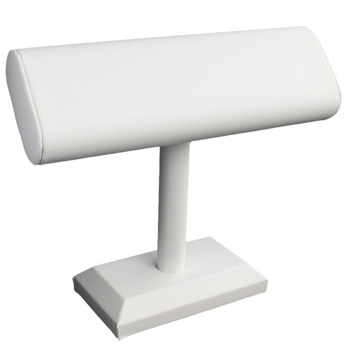 White Leatherette Oval Bracelet / Watch T-Bar