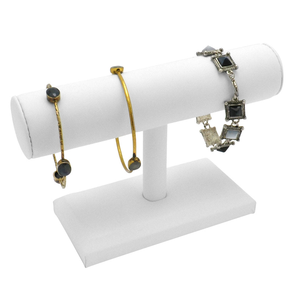 White Leatherette Slat-wall Jewelry Bracelet / Watch T-Bar