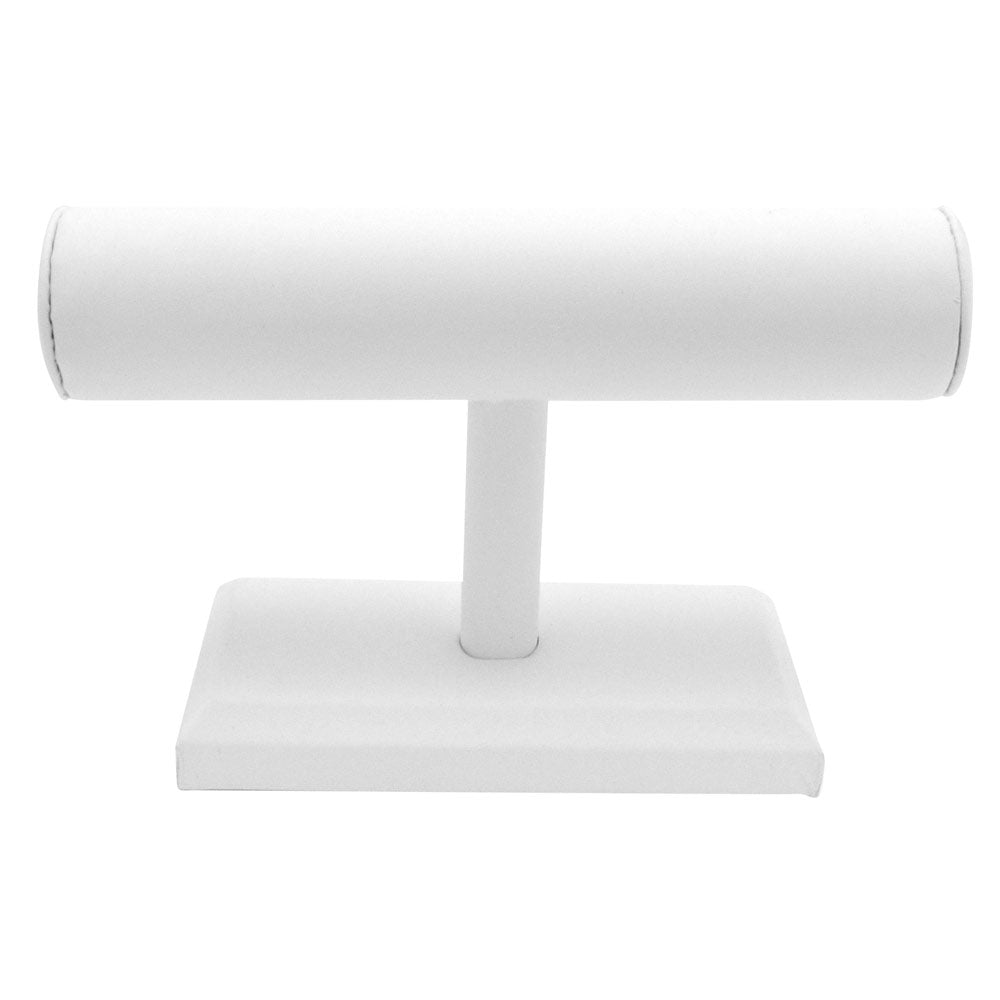 White Leatherette Slat-wall Jewelry Bracelet / Watch T-Bar