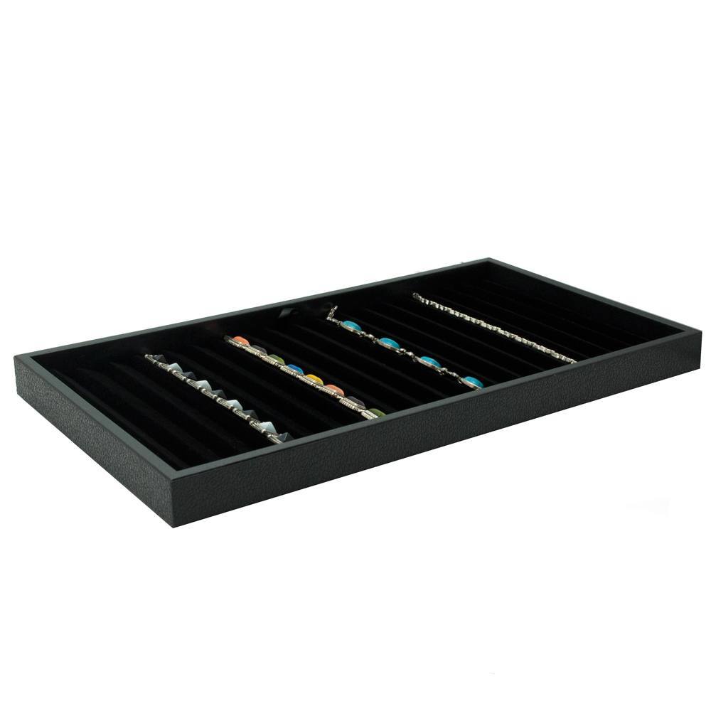 Full Size Black Velvet 18 Slot Jewelry Bracelet Tray Liner Insert