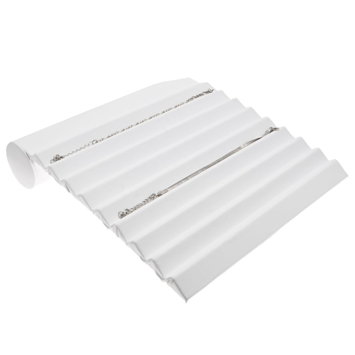 White Leatherette 8 Slot Jewelry Bracelet Ramp