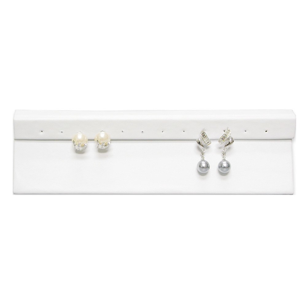 White Leatherette Jewelry Earring Display, Holds 6 Pairs