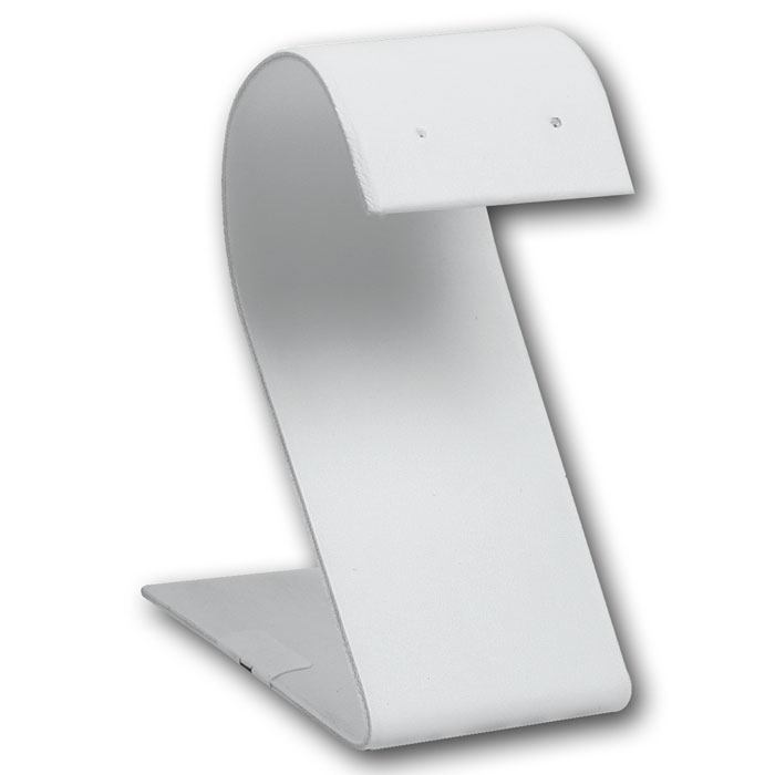 Curved White Leatherette Jewelry Earring Display Stand, 3-1/4" Tall