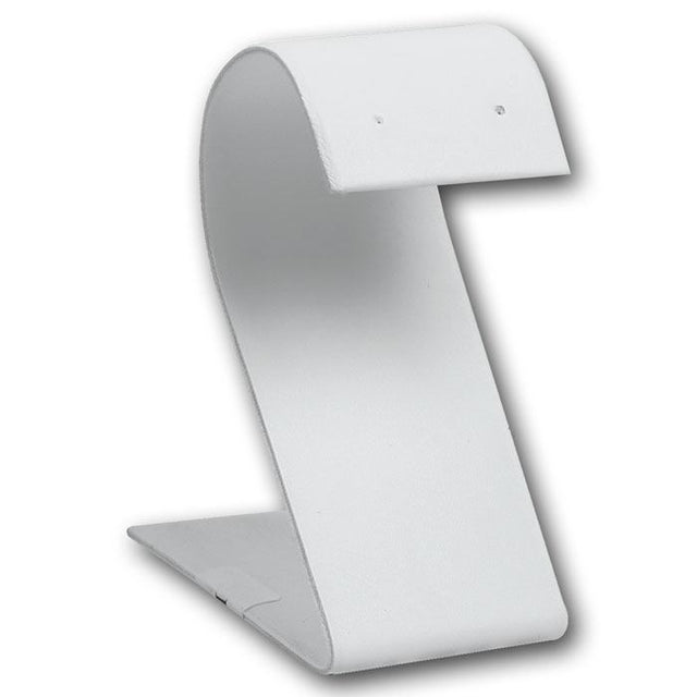 Curved White Leatherette Jewelry Earring Display Stand, 3-1/4" Tall
