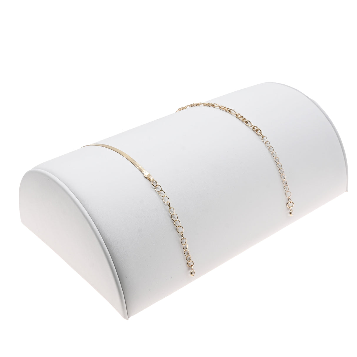 White Leatherette Half Moon Jewelry Bracelet Display
