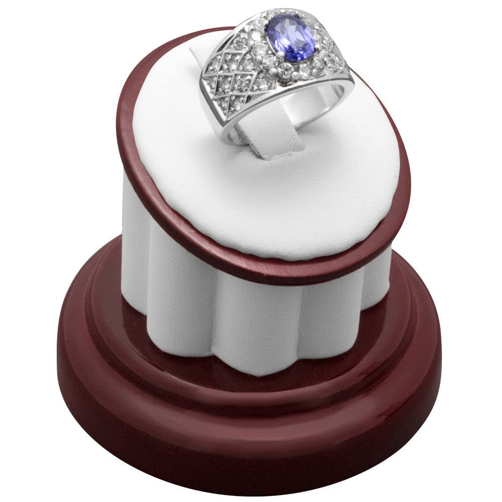 Red Rosewood Jewelry Ring Display Stand, 2" Tall