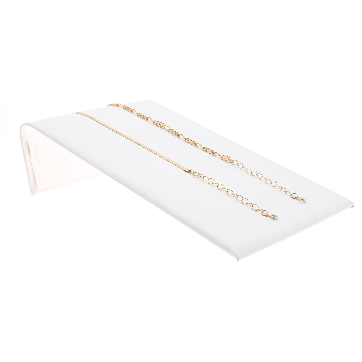 Medium White Leatherette Jewelry Bracelet / Watch Display Ramp