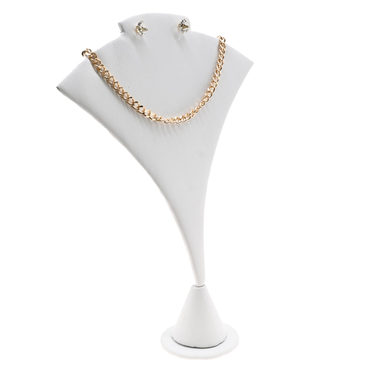 White Leatherette Jewelry Earring or Necklace Display Stand