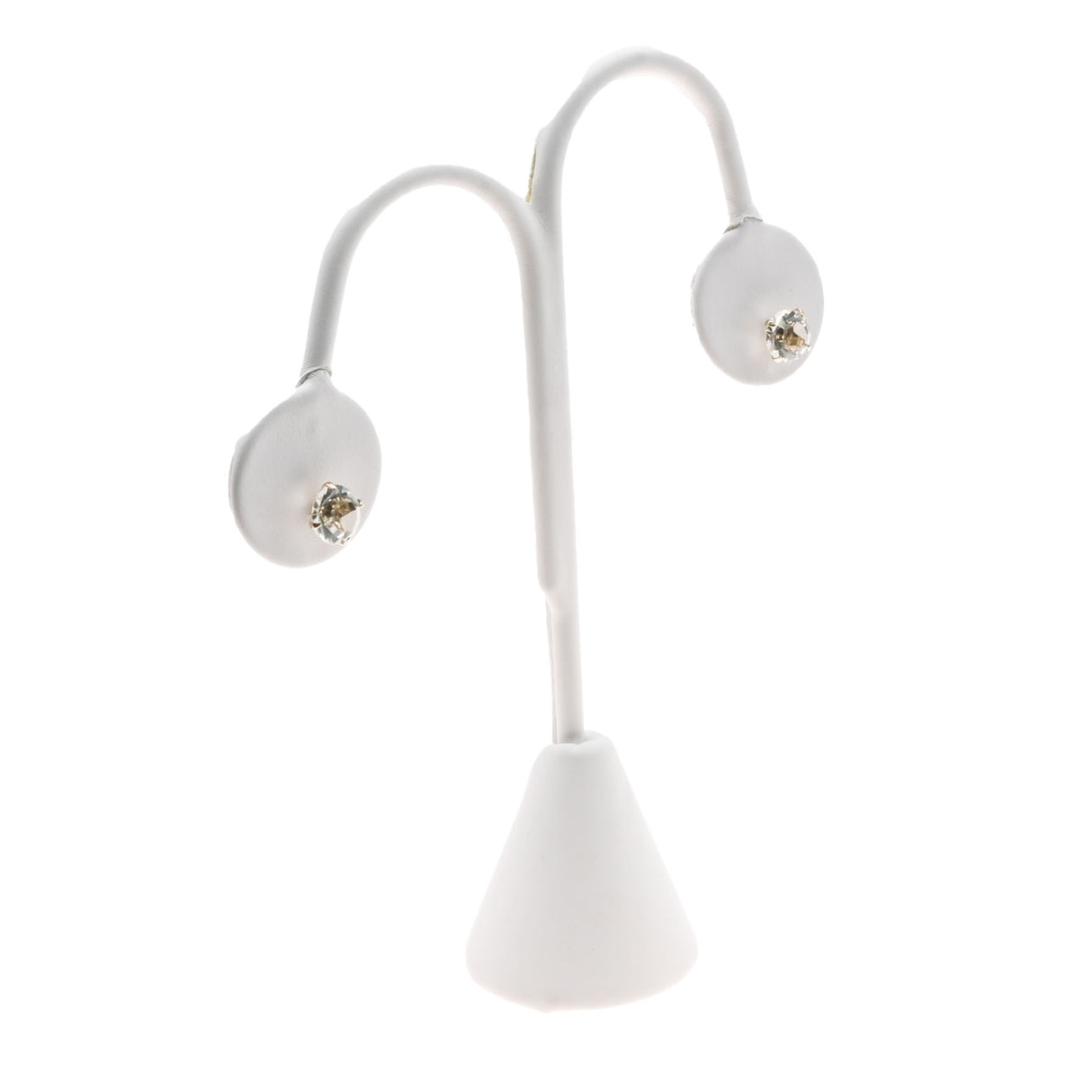 White Leatherette Jewelry Earring Tree Display Stand, 4-3/4" Tall