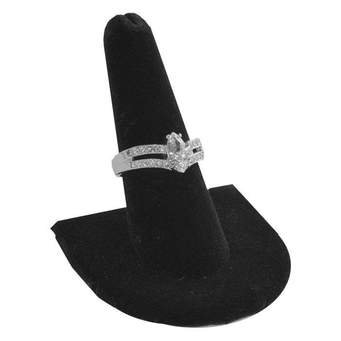 Black Velvet Jewelry Ring Display, 2" Tall