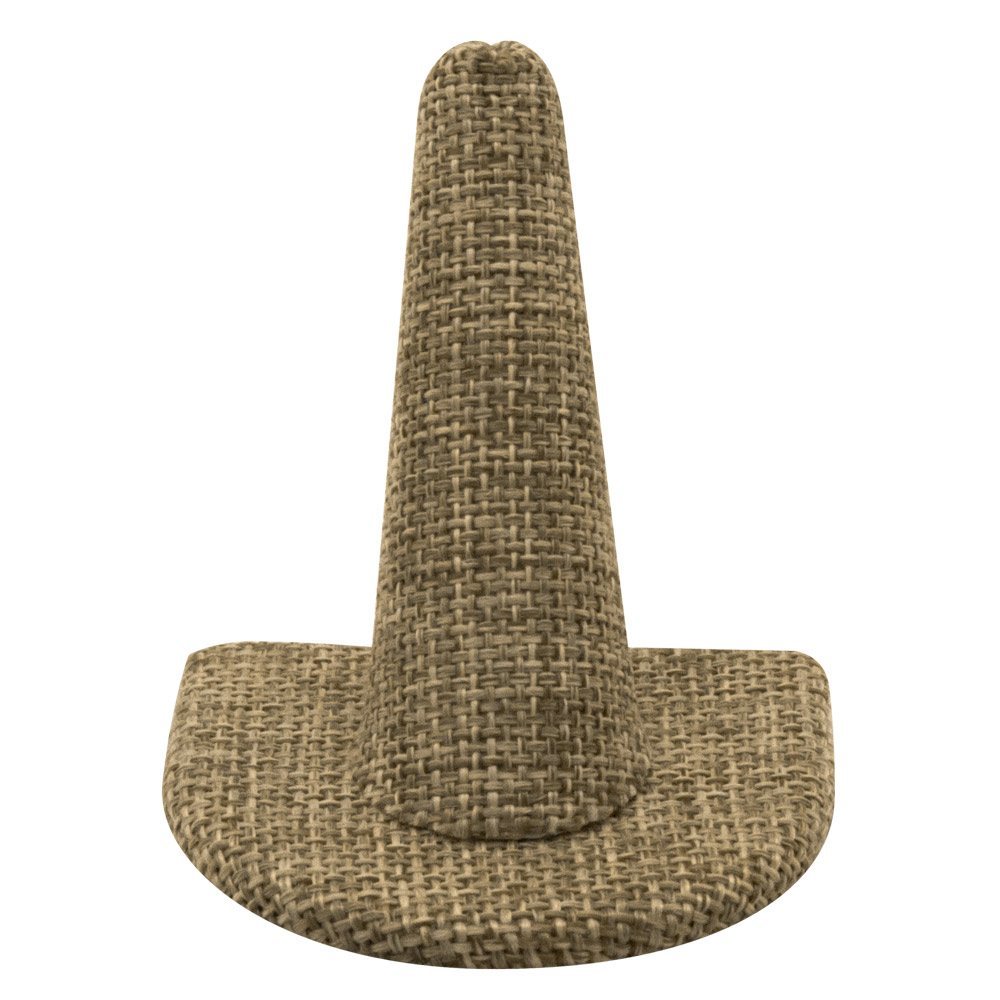 Brown Burlap Single Finger Jewelry Ring Display Stand