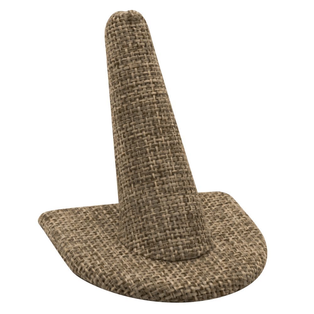 Brown Burlap Single Finger Jewelry Ring Display Stand