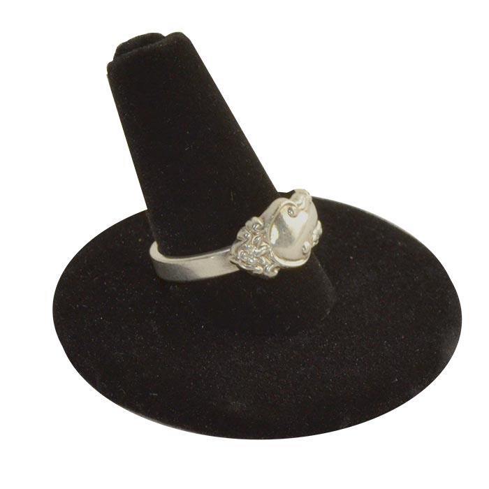 Black Velvet Single Finger Jewelry Ring Display, 1-1/4" Tall