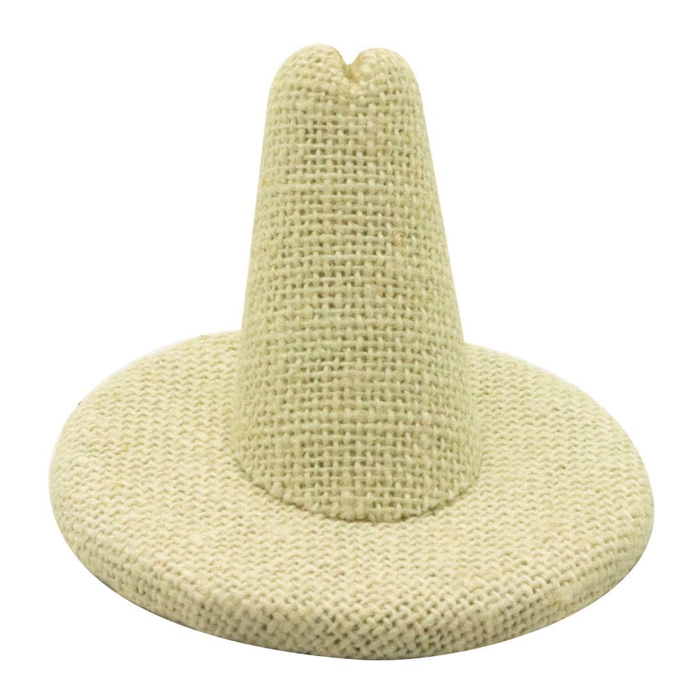Beige Linen Single Finger Jewelry Ring Display, 1-1/4" Tall