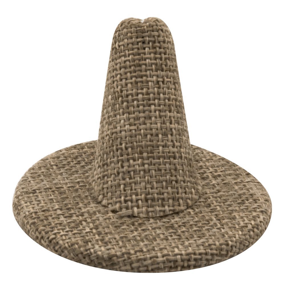 Brown Burlap Jewelry Ring Display Stand, 1-1/4" Tall