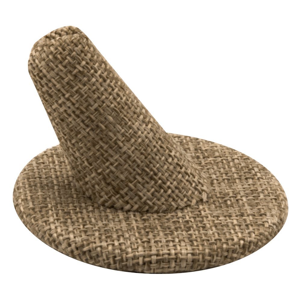 Brown Burlap Jewelry Ring Display Stand, 1-1/4" Tall