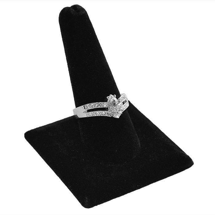 Black Velvet Jewelry Ring Display, 2-3/8" Tall