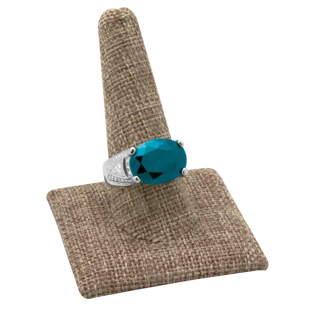 Brown Burlap Jewelry Ring Display Finger, 2-3/8" Tall