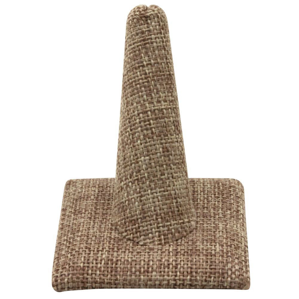 Brown Burlap Jewelry Ring Display Finger, 2-3/8" Tall