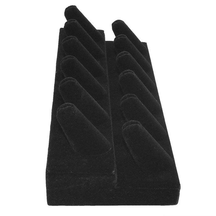 Black Velvet 12 Finger Jewelry Ring Display Stand