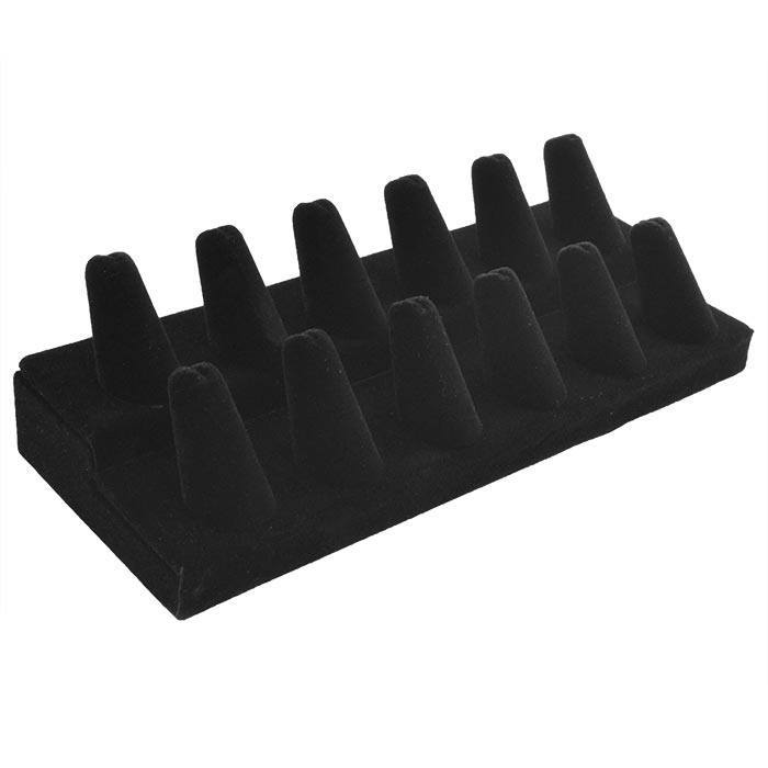 Black Velvet 12 Finger Jewelry Ring Display Stand