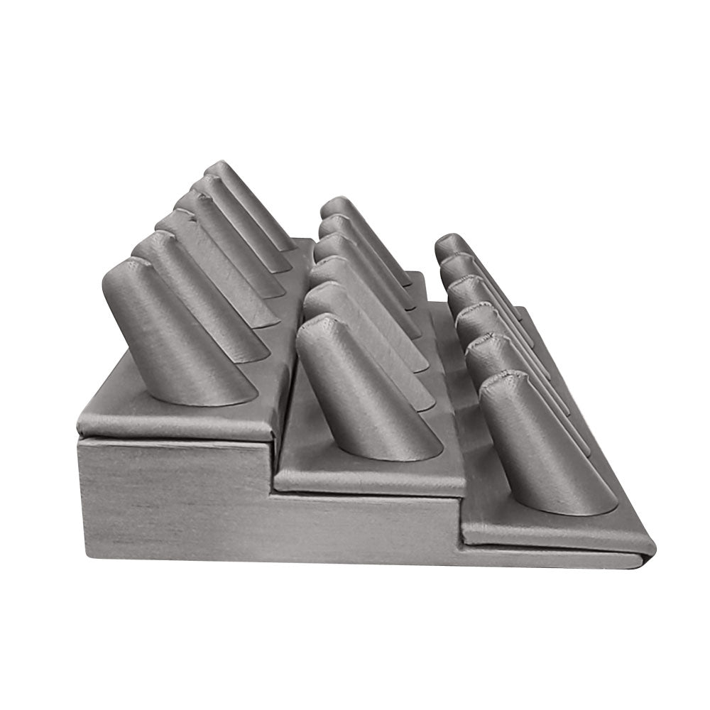Steel Grey Leatherette 3 Tier 18 Finger Jewelry Ring Display Stand