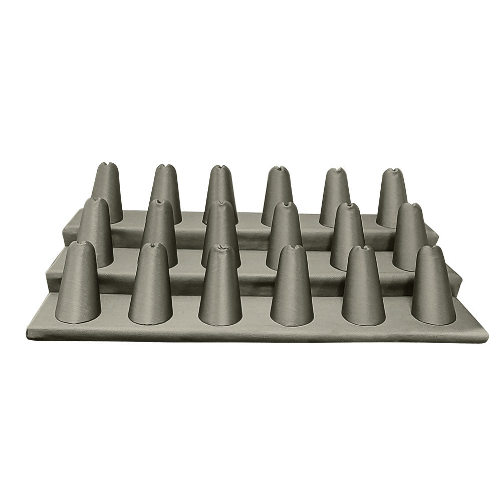 Steel Grey Leatherette 3 Tier 18 Finger Jewelry Ring Display Stand