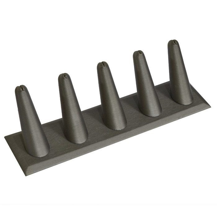Steel Grey Leatherette 5 Finger Jewelry Ring Display Stand