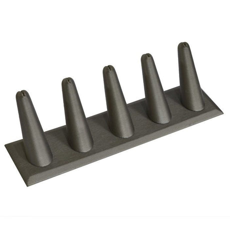 Steel Grey Leatherette 5 Finger Jewelry Ring Display Stand