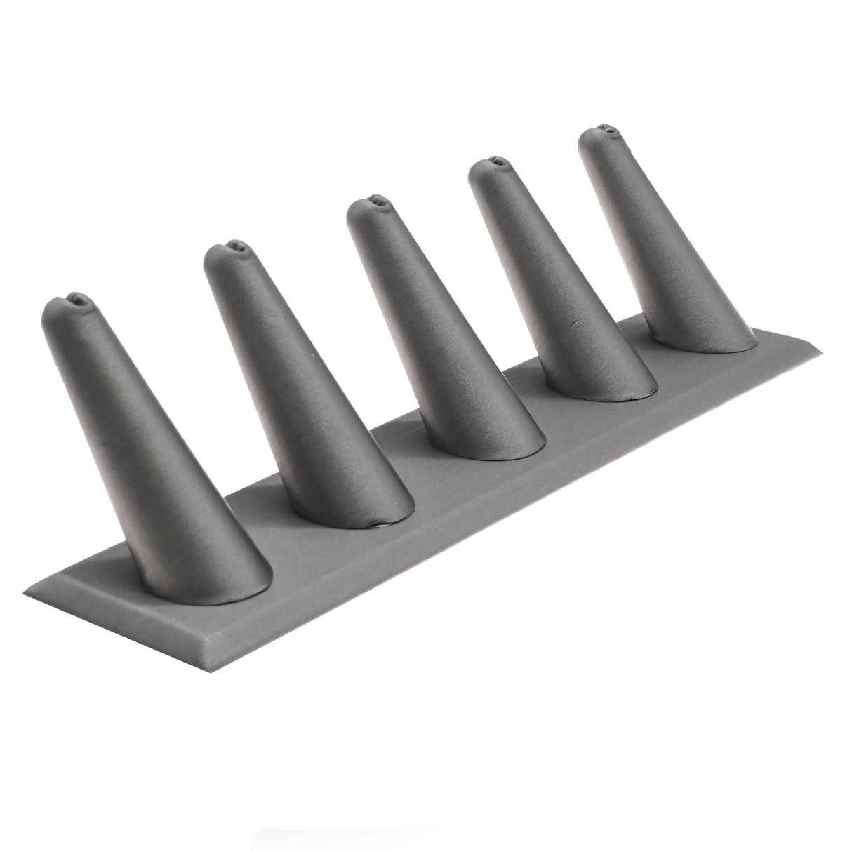 Steel Grey Leatherette 5-Finger Jewelry Ring Display Stand